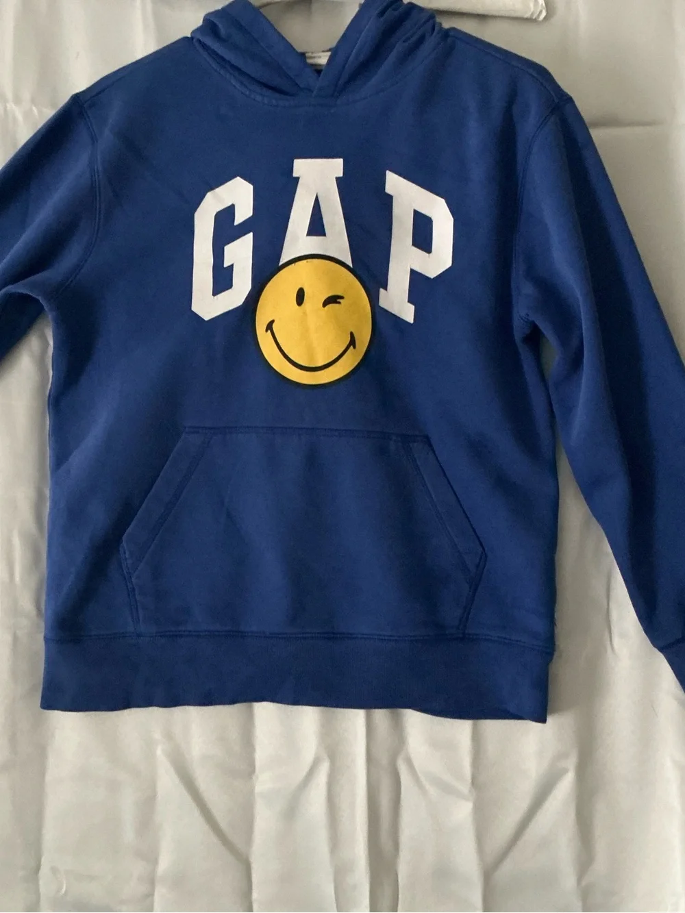GAP Royal Blue Hoodie with Yellow Smiley